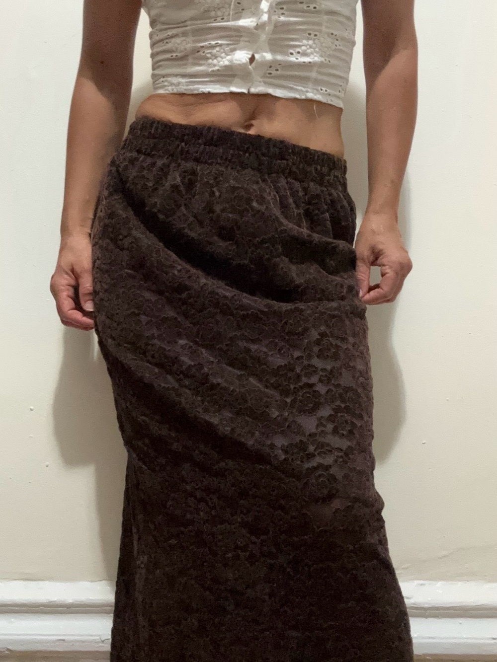 Pinkyotto Chocolate Brown Lace Maxi Skirt